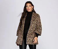 Collared Faux Fur Leopard Coat