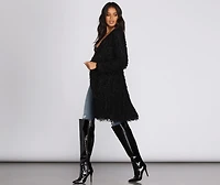 Shaggy Long Line Cardigan