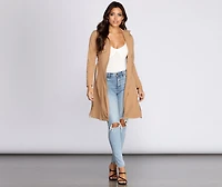 Feminine Flare Zip Up Trench Coat