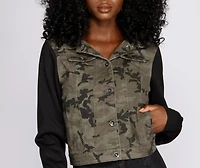 Knit Sleeve Camo Jacket