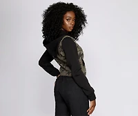 Knit Sleeve Camo Jacket