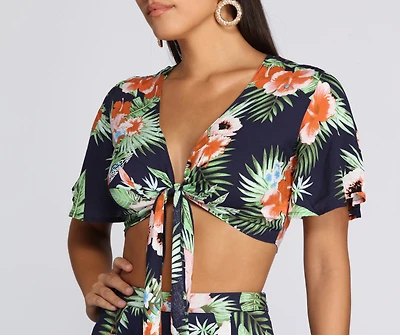 Coastal Vibes Tie Front Top