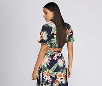 Coastal Vibes Tie Front Top