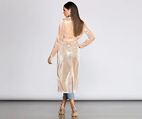 My Time To Shine Long Glitter Trench Coat