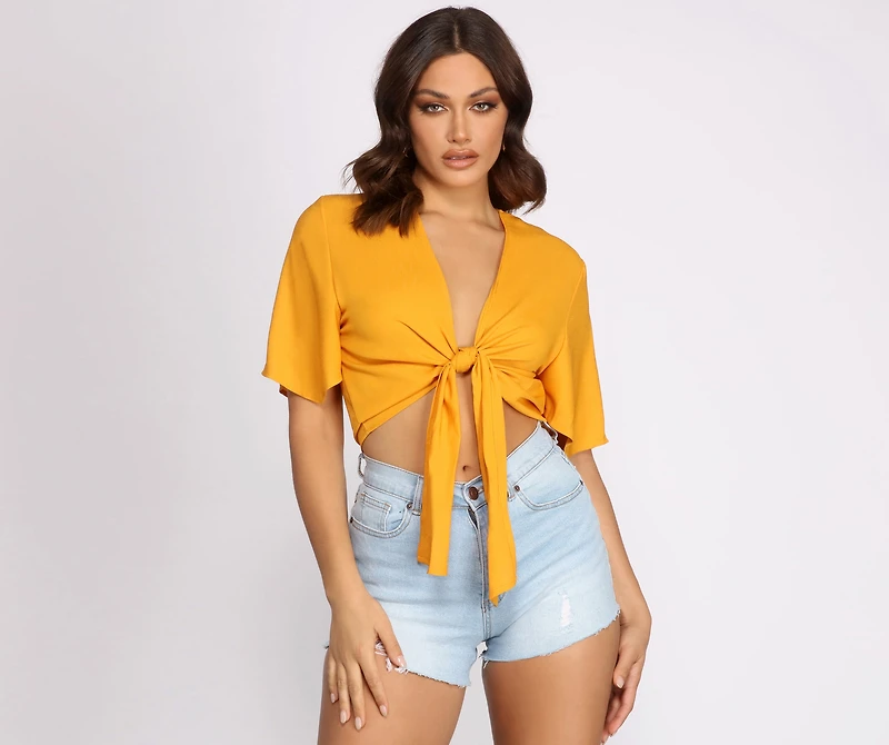 Go With The Flow Tie Front Top