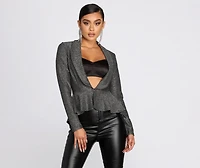 All Glam Glitter Peplum Blazer
