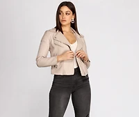 Asymmetric Zip Faux Leather Jacket