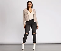 Asymmetric Zip Faux Leather Jacket