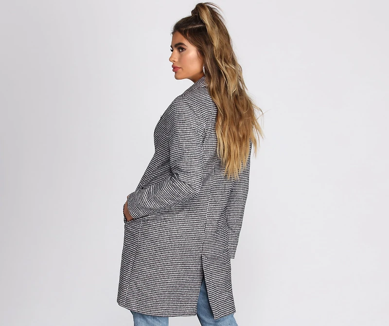 On My Street Style Glen Plaid Coat