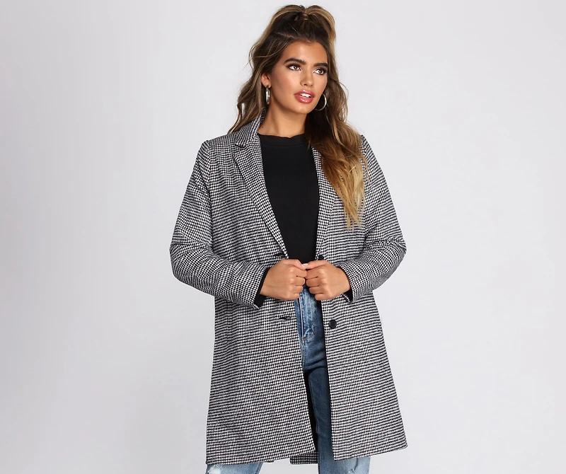 On My Street Style Glen Plaid Coat