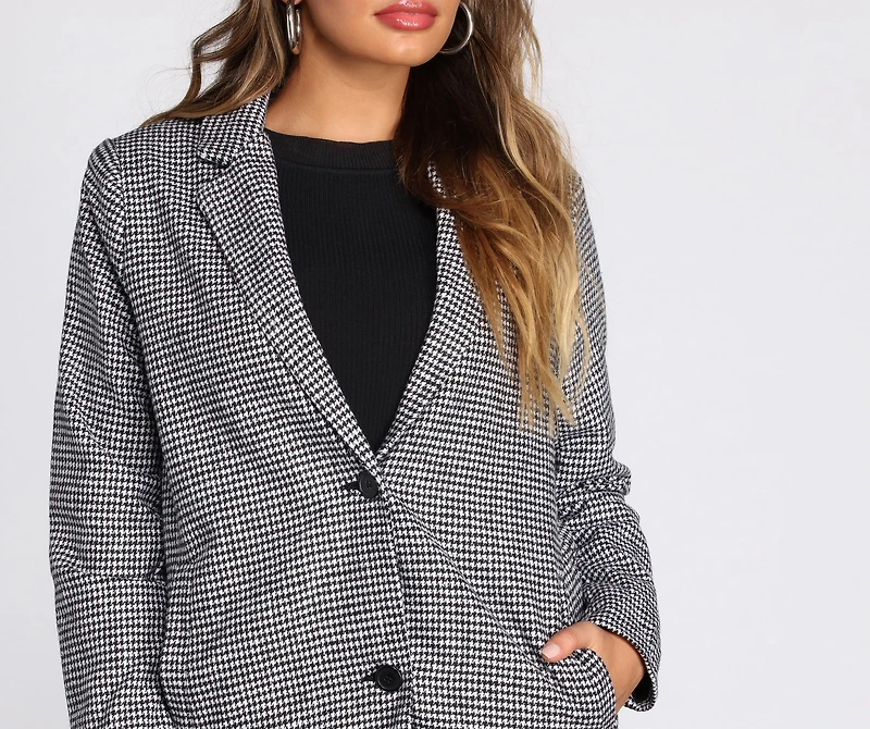 On My Street Style Glen Plaid Coat