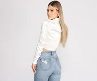 Chic With An Edge Satin Tie Front Top