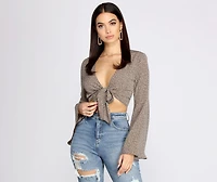 Meow Or Never Tie Front Top