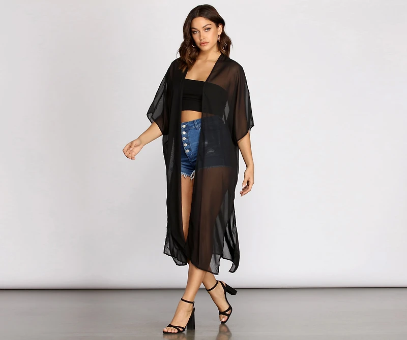 Layered Style Chiffon Kimono