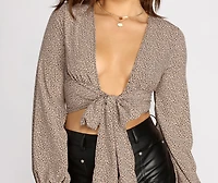 Keep Up Woven Leopard Cropped Blouse