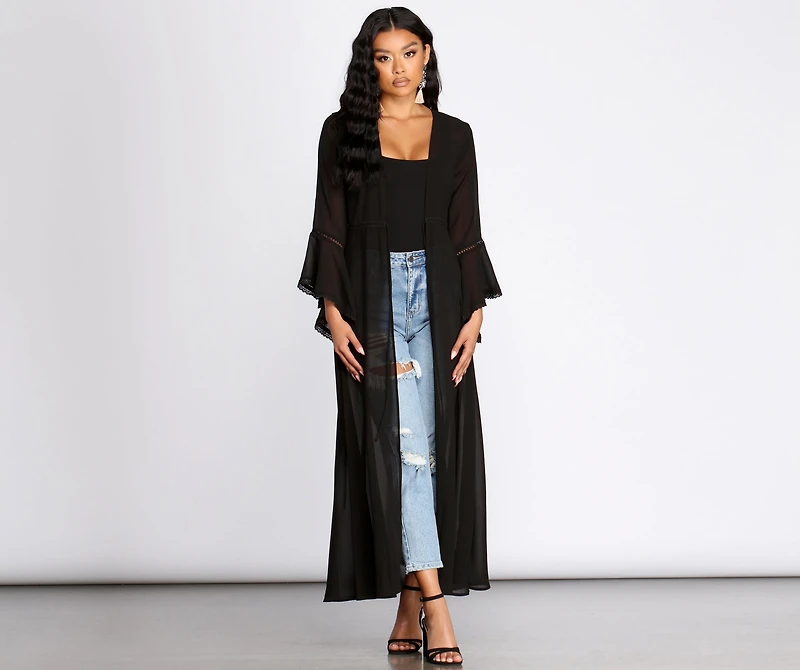 Gypsy Queen Chiffon Bell Sleeve Duster