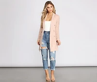 True Love Satin Belted Lace Trench Coat