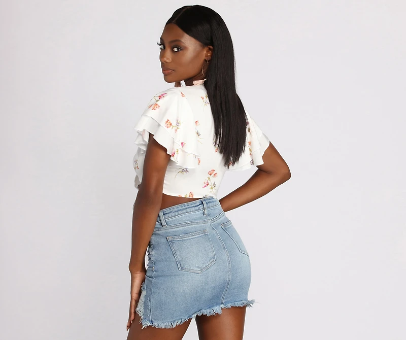 Flutter Baby Tie Front Crop Top