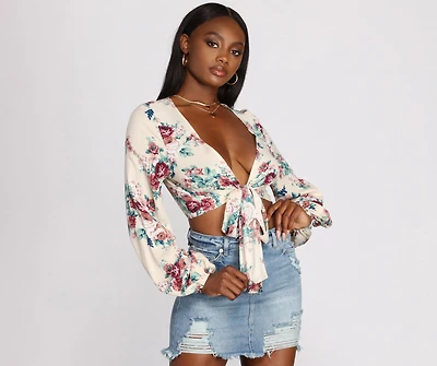 Floral Dream Tie Front Top
