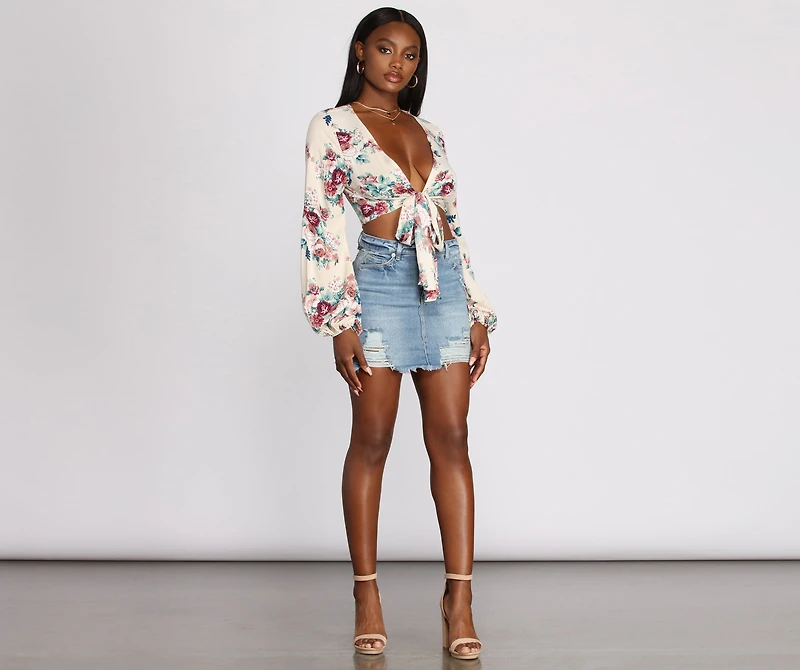 Floral Dream Tie Front Top