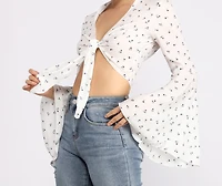 Sweet Floral Bell Sleeve Top