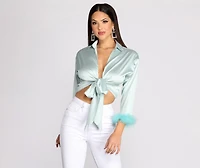 Do Me A Favor Satin Crop Top