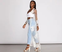Feel It The Air Applique Sheer Duster