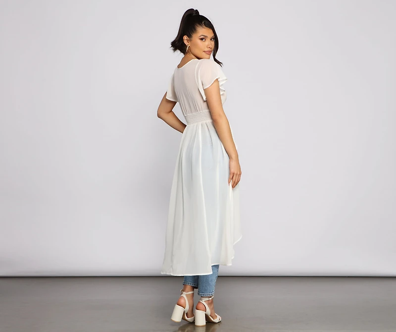 Charming Chiffon High-Low Duster