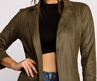 Makin' Moves Faux Suede Long Line Blazer
