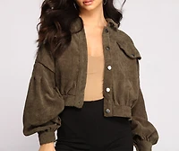Casually Cute Button-Front Corduroy Jacket