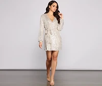 Chic Style Sequin Belted Trench