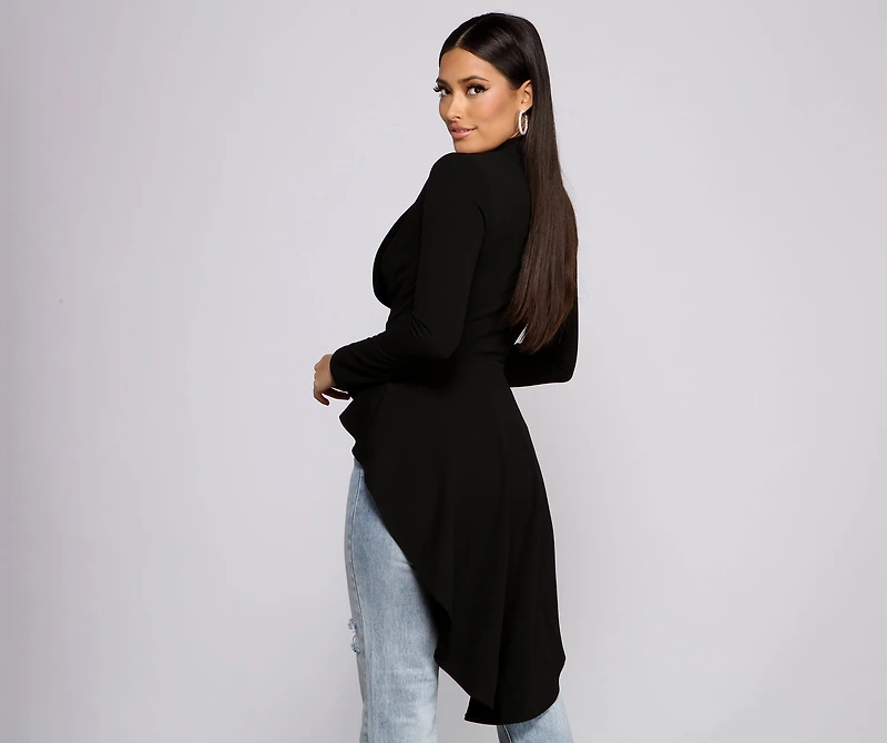 First Class Peplum High Low Jacket