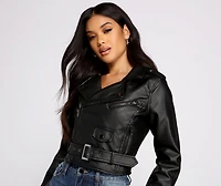 Edgy Glam Faux Leather Quilted Moto