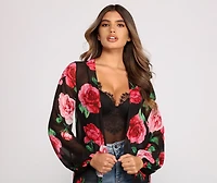 Romantic Vibes Rose Printed Duster