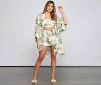 Vacay On My Mind Tropical Print Kimono