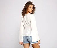 Chic Sheer Bell Sleeve Babydoll Top