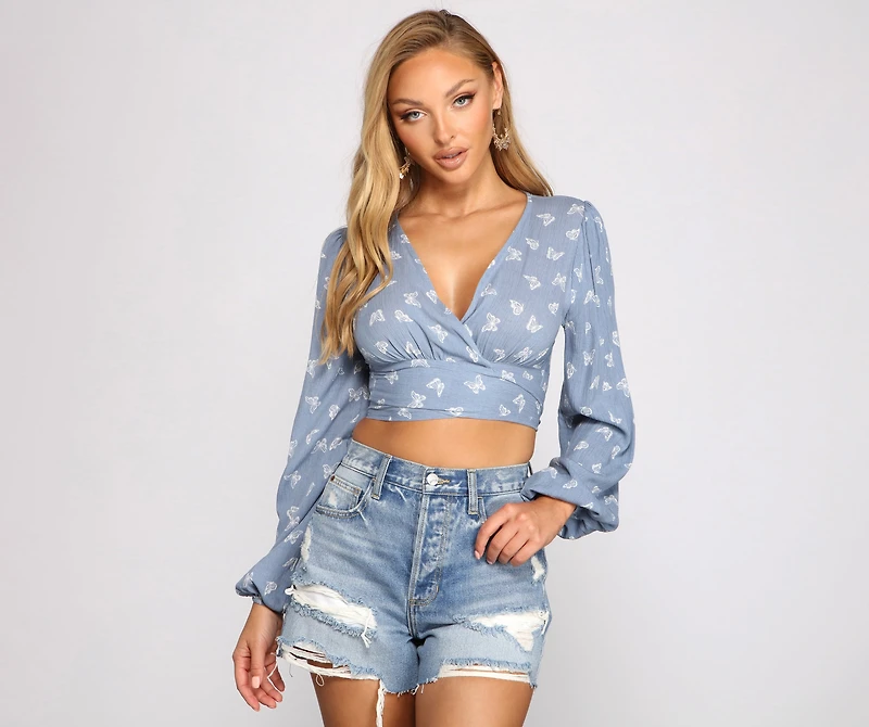 Flirty And Fluttery Butterfly Tie Front Top