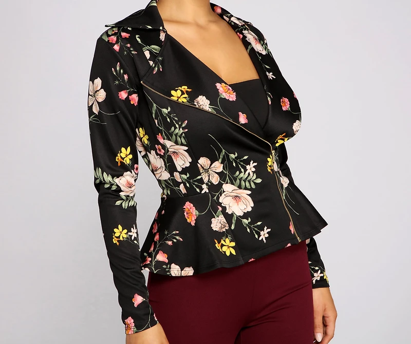 Pep Of Floral Moto Jacket