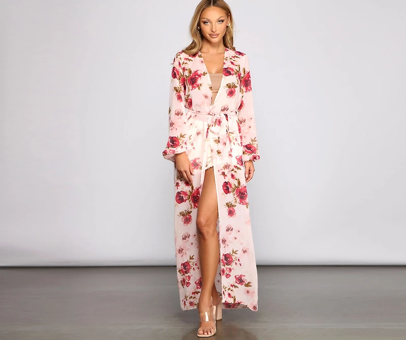 Embraced Beauty Chiffon Floral Duster