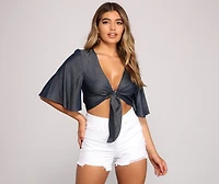 Flirty And Fluttery Tie Front Top