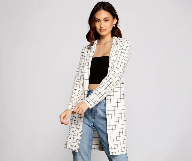 Classic Window Pane Trench Coat