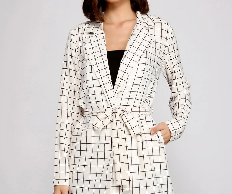 Classic Window Pane Trench Coat