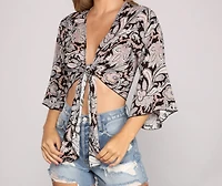 Bohemian Moment Paisley Tie Front Top