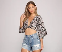 Bohemian Moment Paisley Tie Front Top