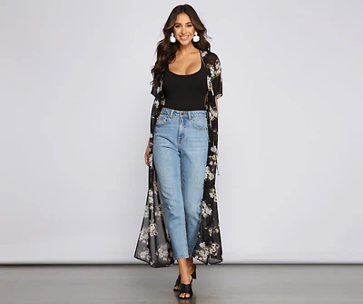 Floral Vibes Chiffon Duster
