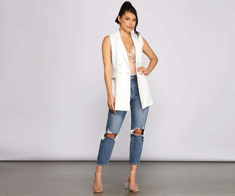 City Chic Double Breasted Vest