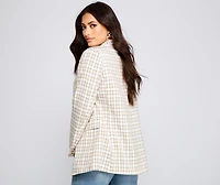 Polished Glam Oversized Plaid Blazer