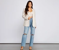 Polished Glam Oversized Plaid Blazer