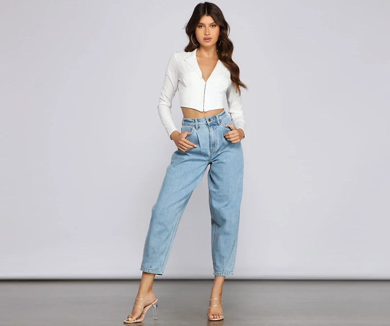 Hook And Eye Crepe Crop Top