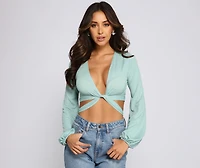 Back To Basics Tie Front Gauze Top